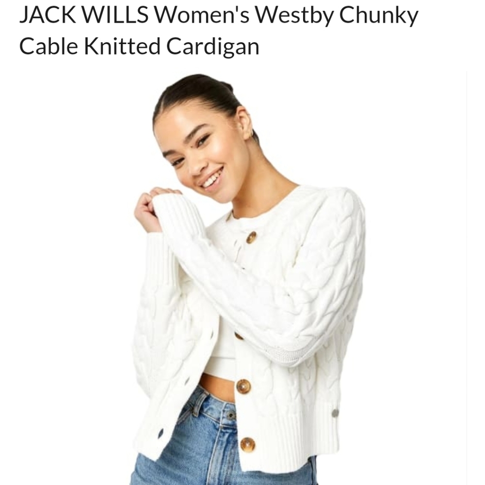 JACK WILLS Women's Westby Chunky Cable Knitted Cardigan